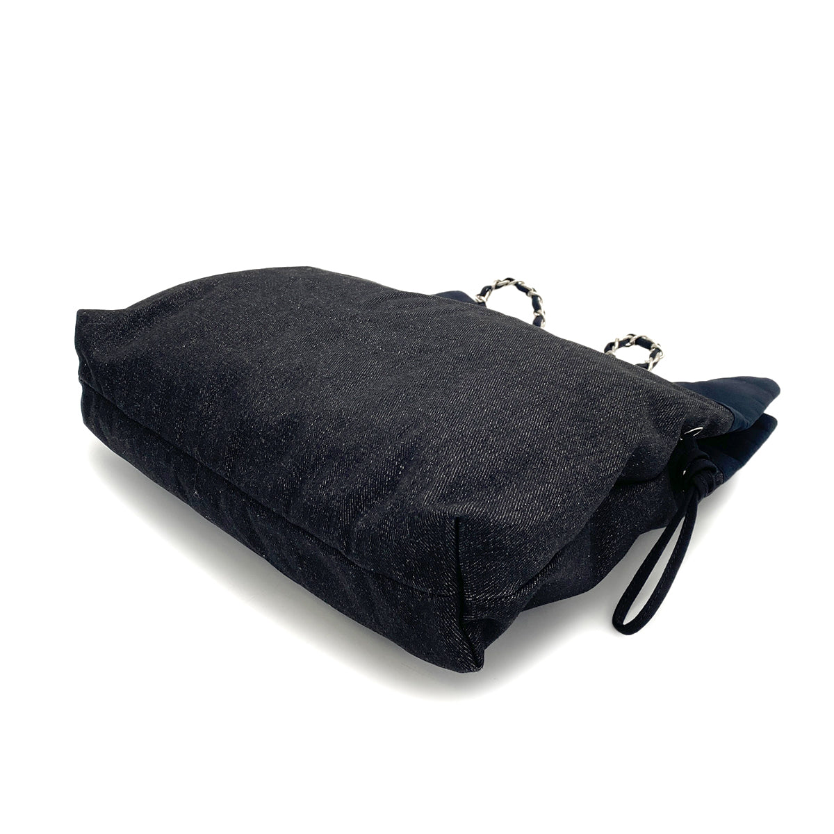 CHANEL VINTAGE CHAIN TOTE BAG BLACK CANVAS 90256433