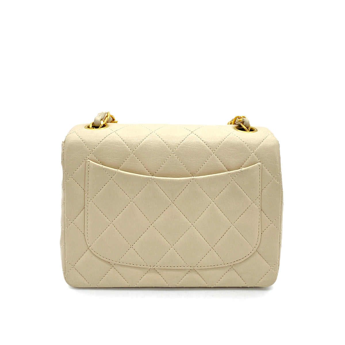 CHANEL VINTAGE MINI SQUARE 17 CHAIN SHOULDER BAG BEIGE LAMB SKIN 90256454