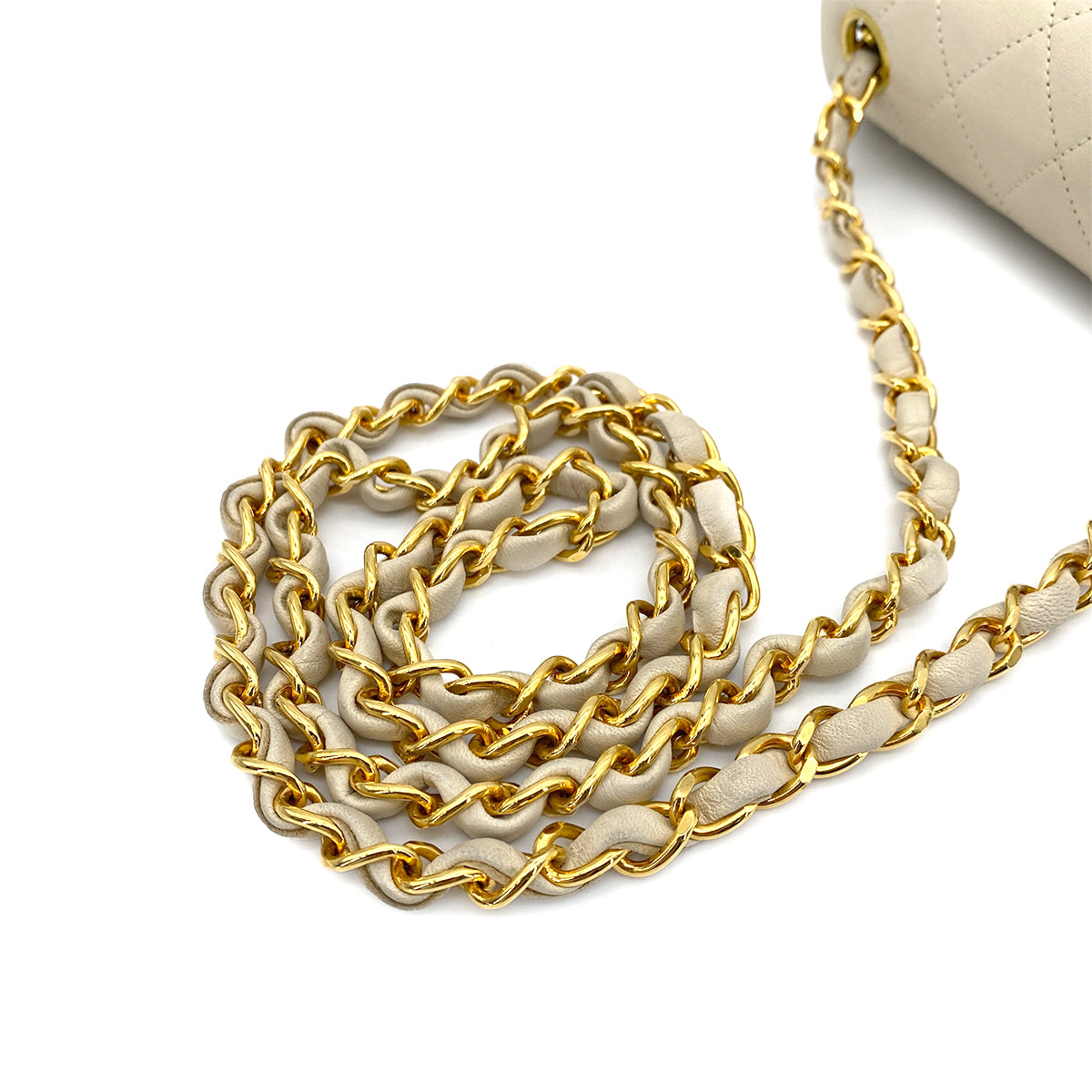 CHANEL VINTAGE MINI SQUARE 17 CHAIN SHOULDER BAG BEIGE LAMB SKIN 90256454