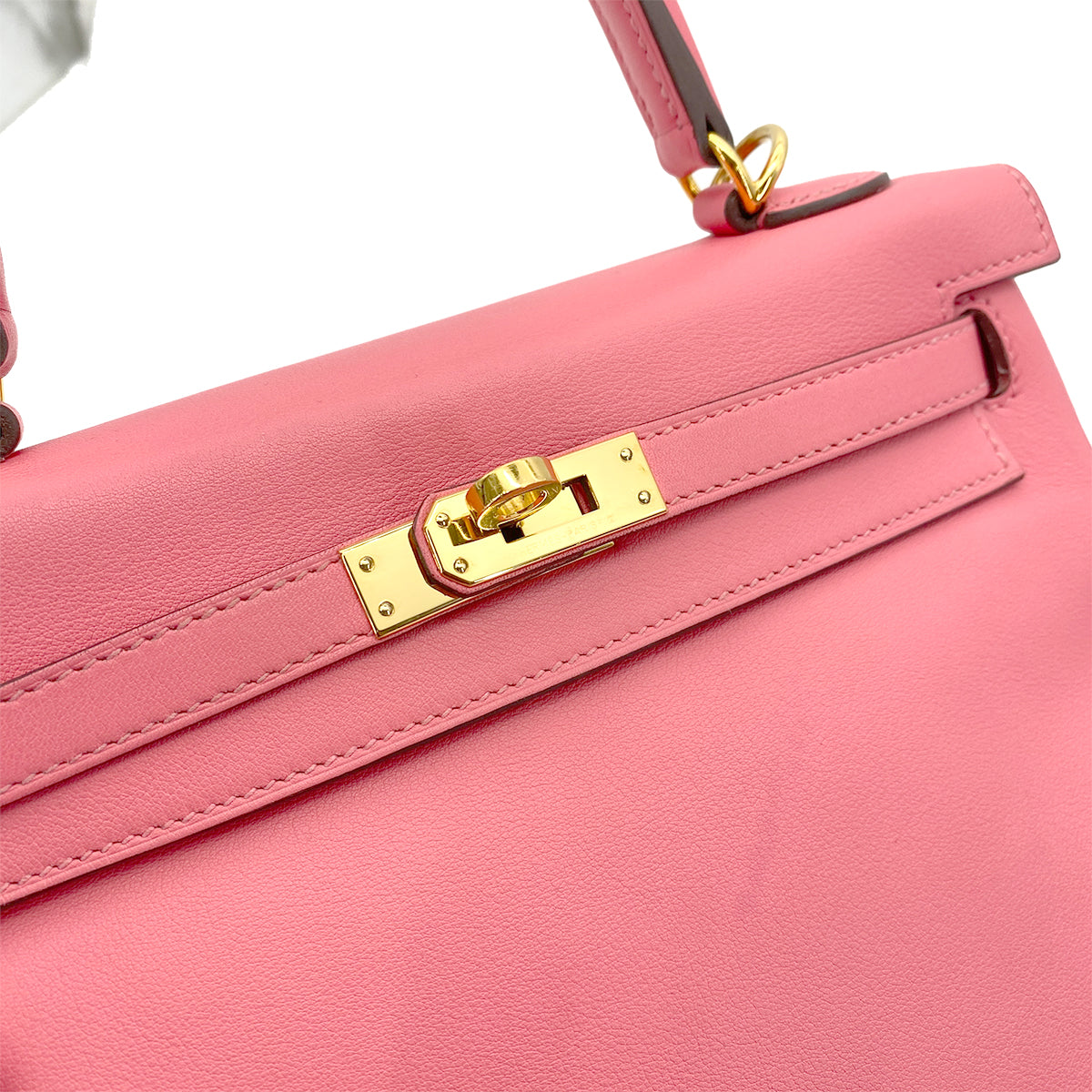 HERMES KELLY 25 RETOURNE PINK SWIFT ROSE AZALEE  HAND SHOULDER BAG GHW D 90256464