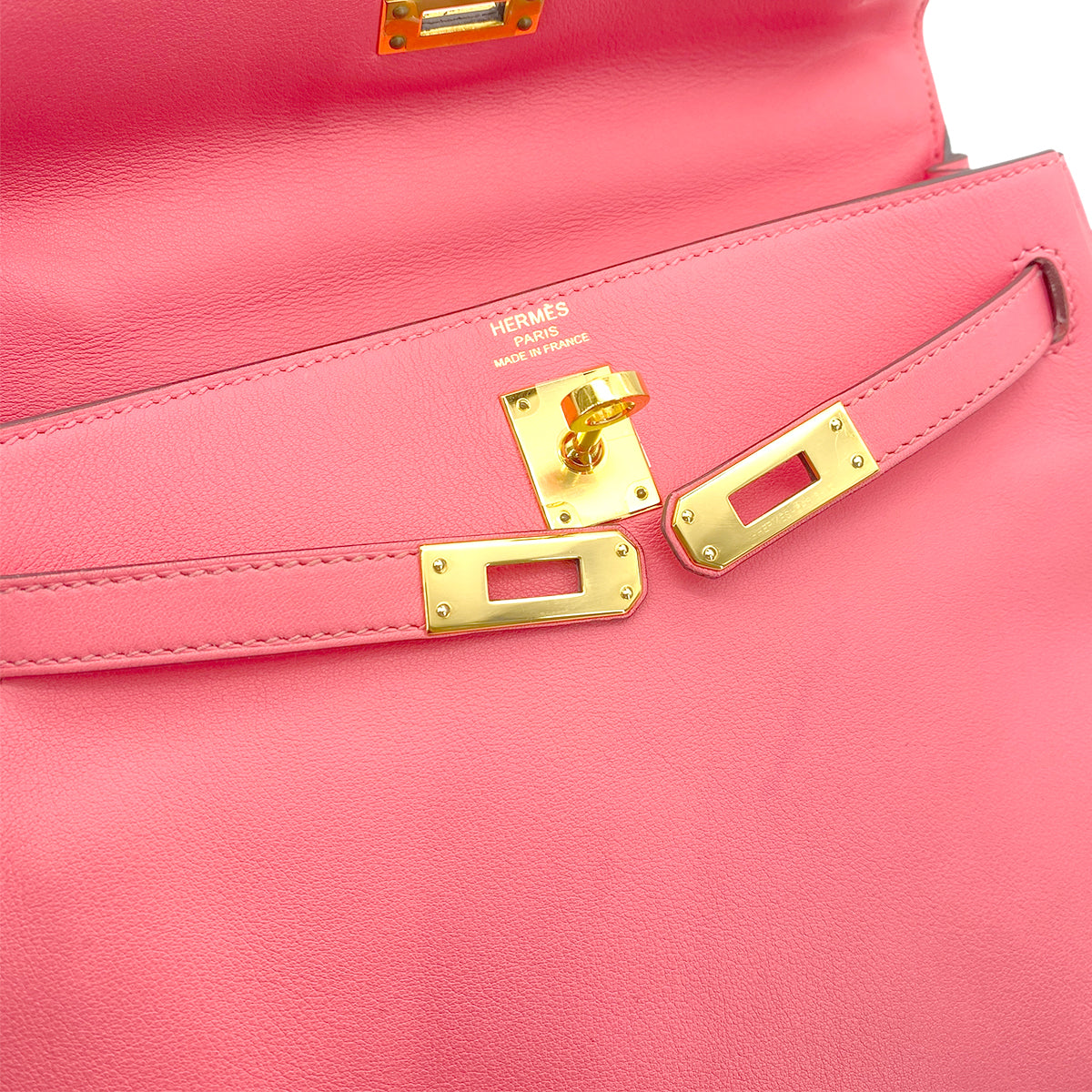 HERMES KELLY 25 RETOURNE PINK SWIFT ROSE AZALEE  HAND SHOULDER BAG GHW D 90256464