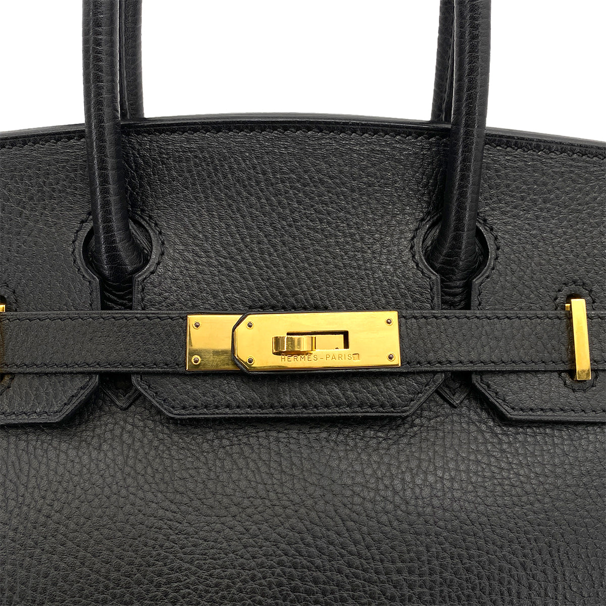 HERMES BIRKIN 30 BLACK ARDENNES HAND BAG □B GHW 90256466
