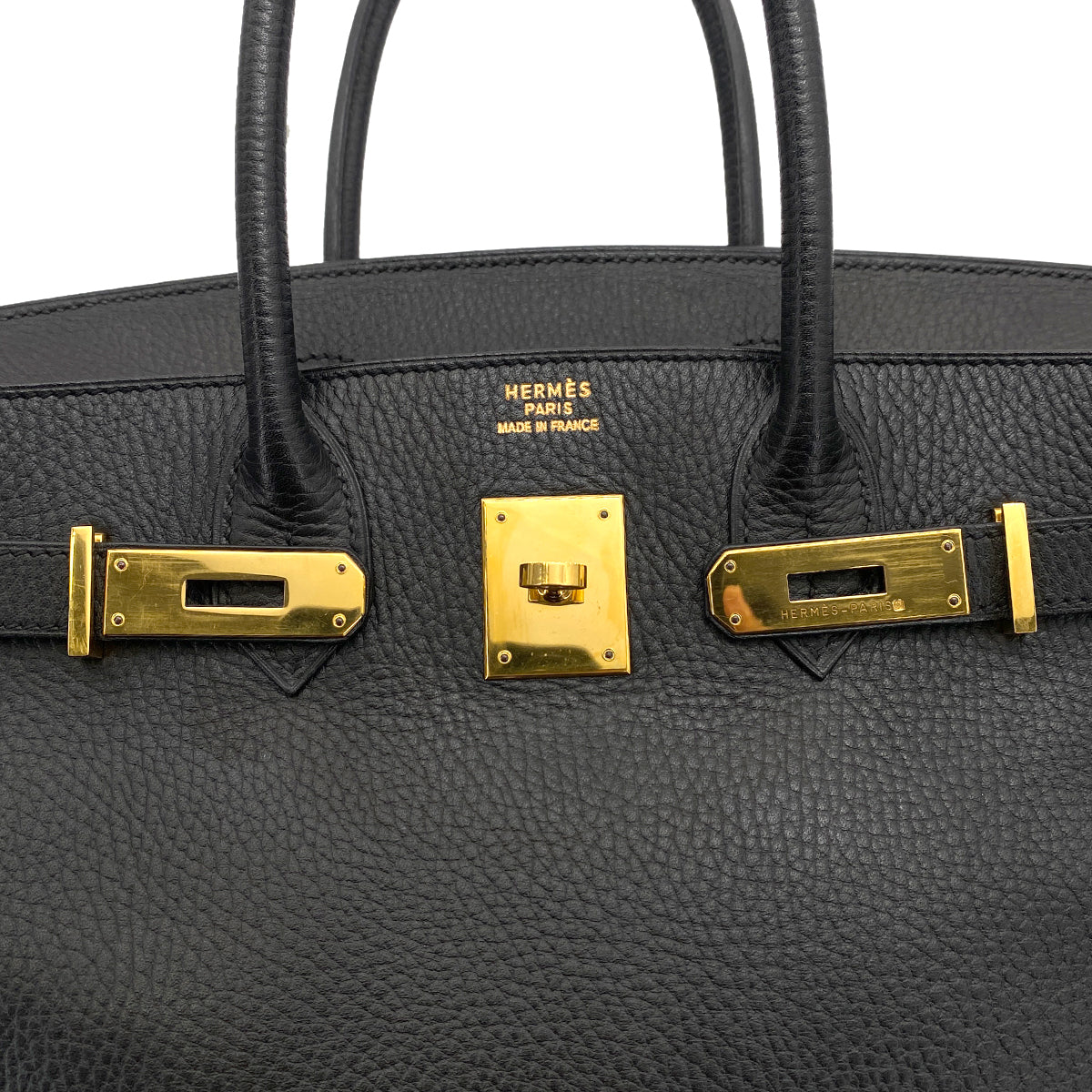 HERMES BIRKIN 30 BLACK ARDENNES HAND BAG □B GHW 90256466