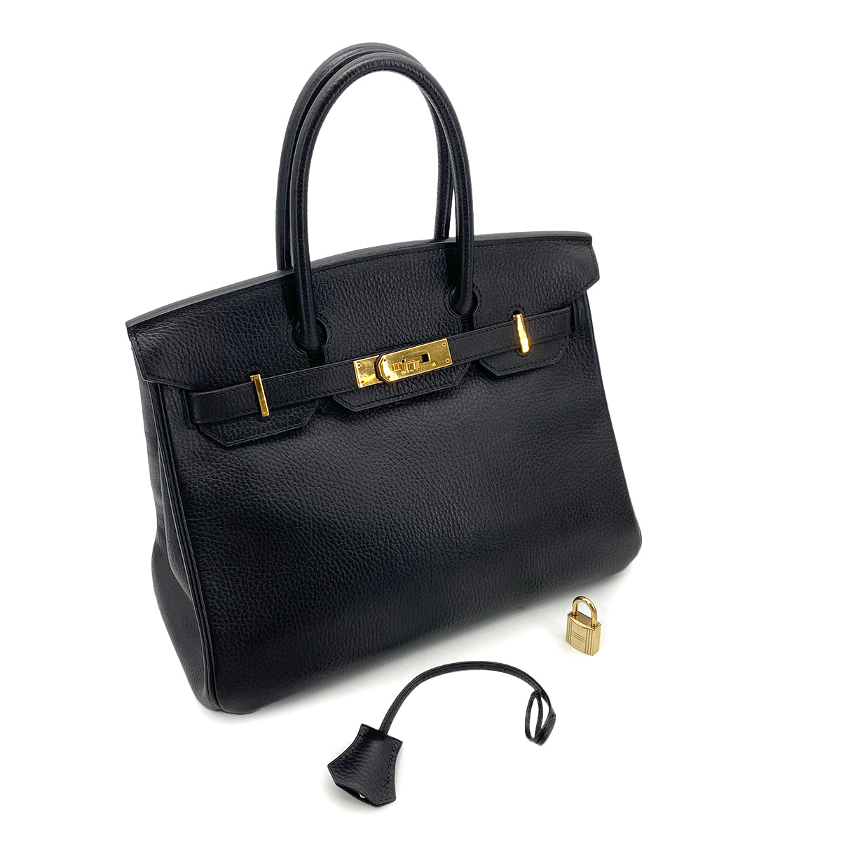HERMES BIRKIN 30 BLACK ARDENNES HAND BAG □B GHW 90256466