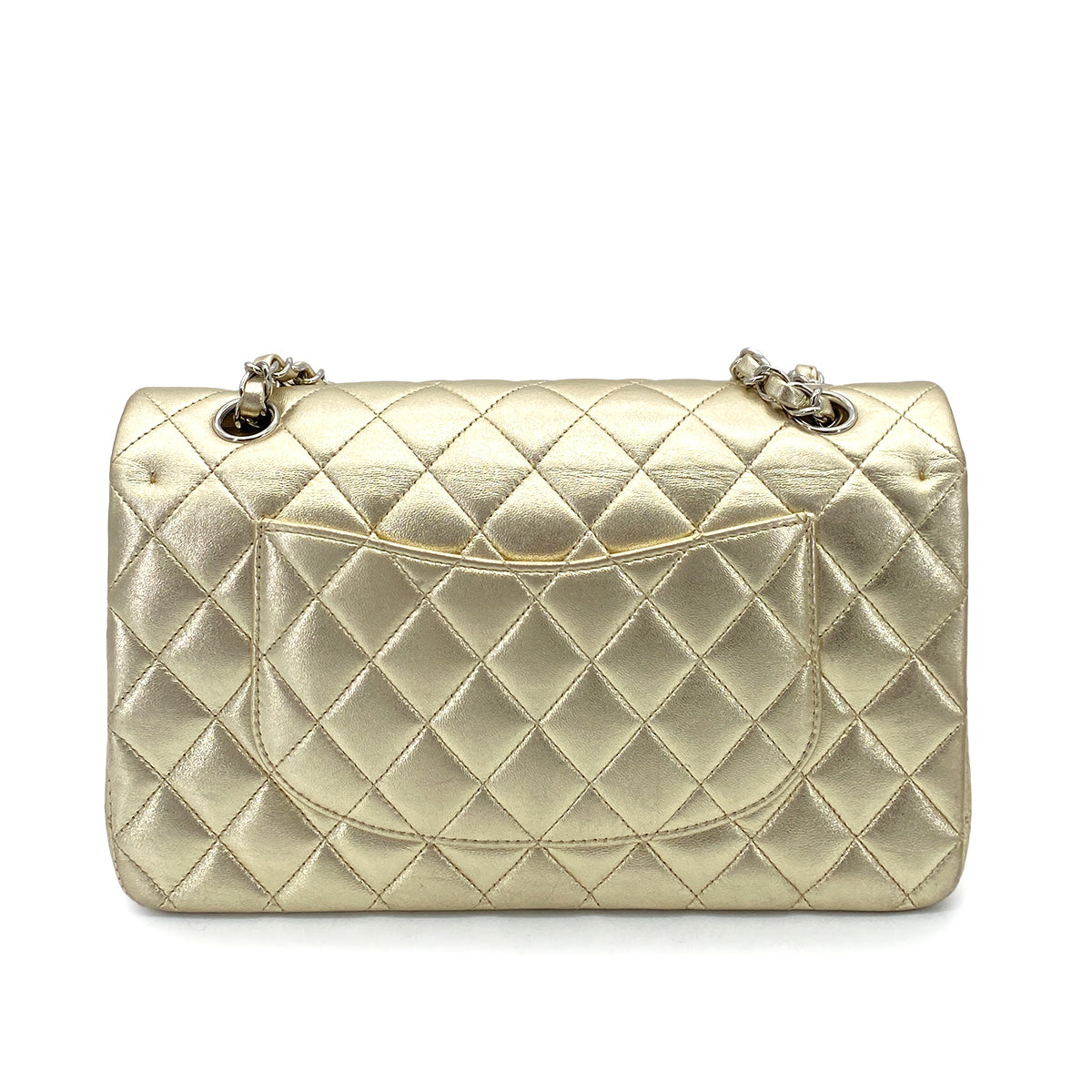 CHANEL VINTAGE CLASSIC FLAP MEDIUM CHAIN SHOULDER BAG GOLD LAMB SKIN 90256919