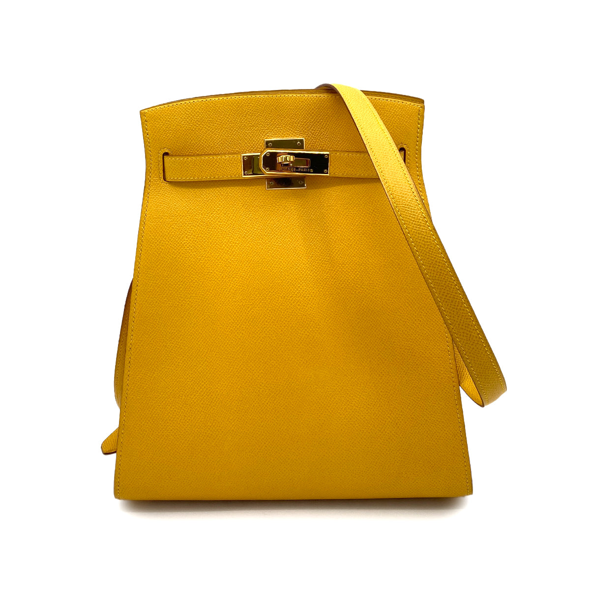 HERMES KELLY SPORTS MM JAUNE COUCHEVEL SHOULDER BAG □A 90256920