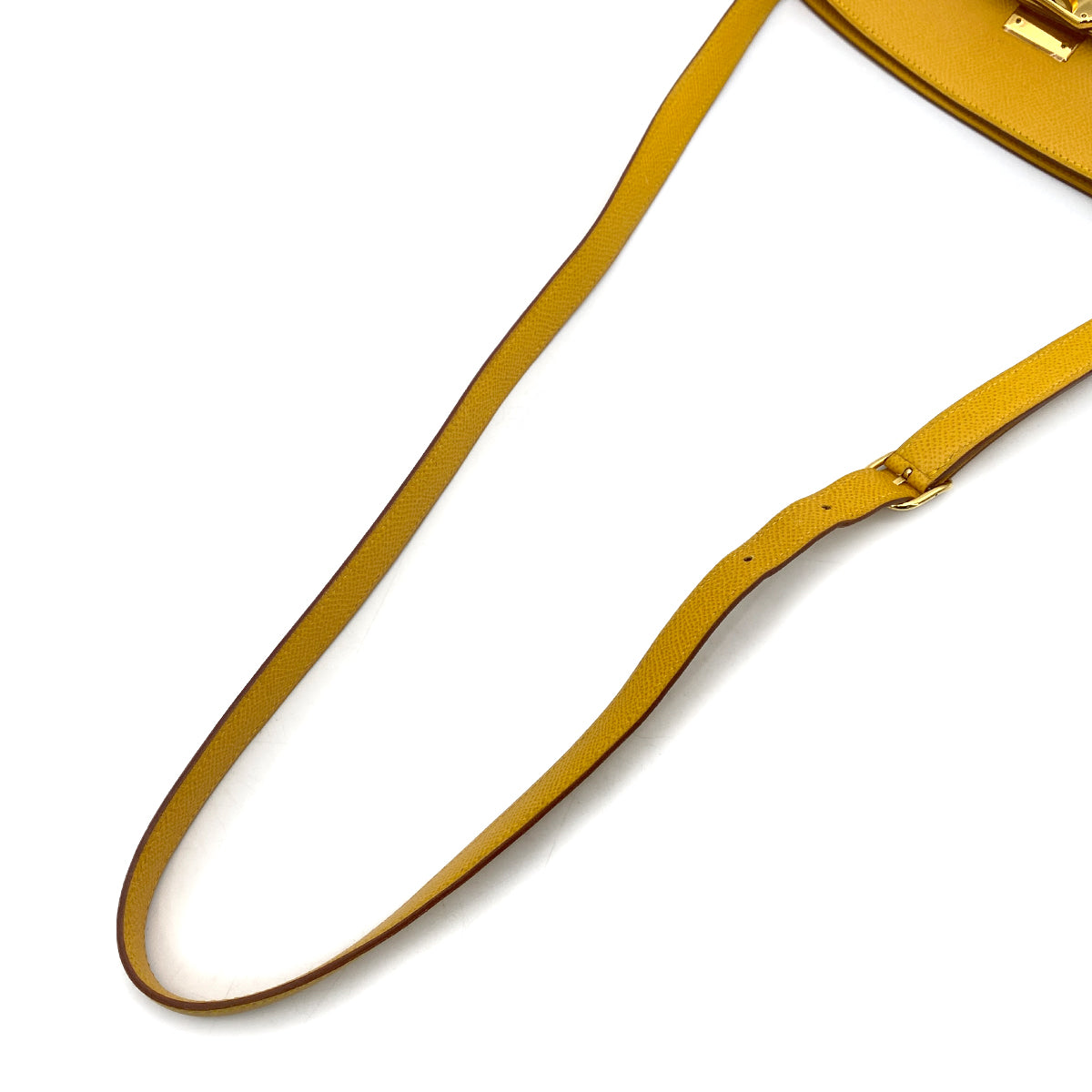 HERMES KELLY SPORTS MM JAUNE COUCHEVEL SHOULDER BAG □A 90256920