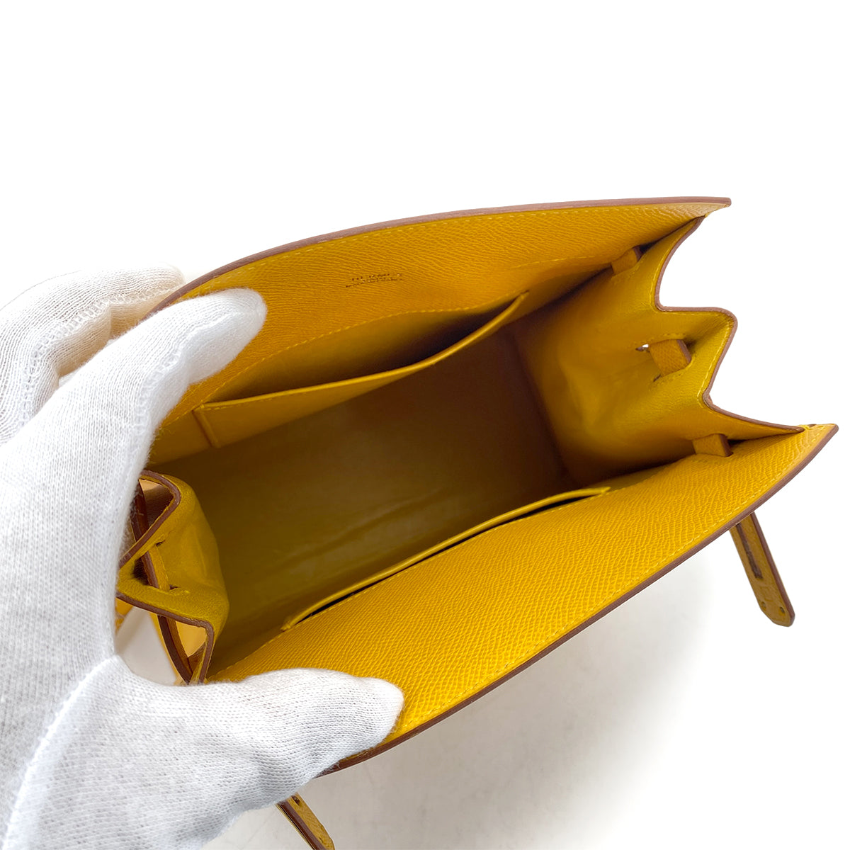 HERMES KELLY SPORTS MM JAUNE COUCHEVEL SHOULDER BAG □A 90256920