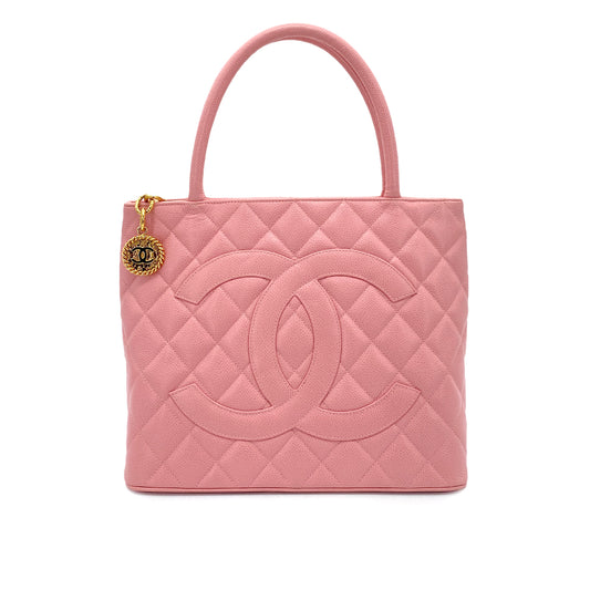 CHANEL VINTAGE MEDALLION TOTE BAG PINK CAVIAR SKIN 90256925