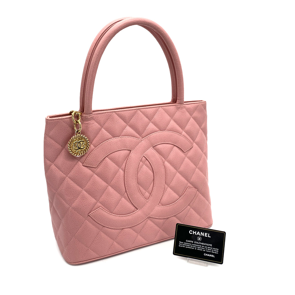 CHANEL VINTAGE MEDALLION TOTE BAG PINK CAVIAR SKIN 90256925