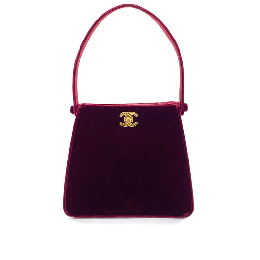CHANEL VINTAGE HAND BAG BORDEAUX VELOR 90256927
