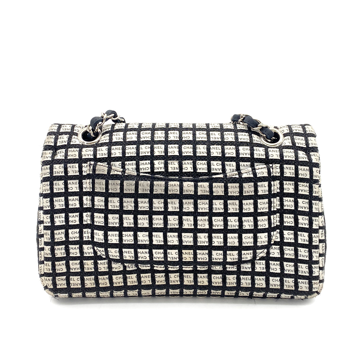 CHANEL CHAIN SHOULDER BAG BLACK WHITE CANVAS 90256928