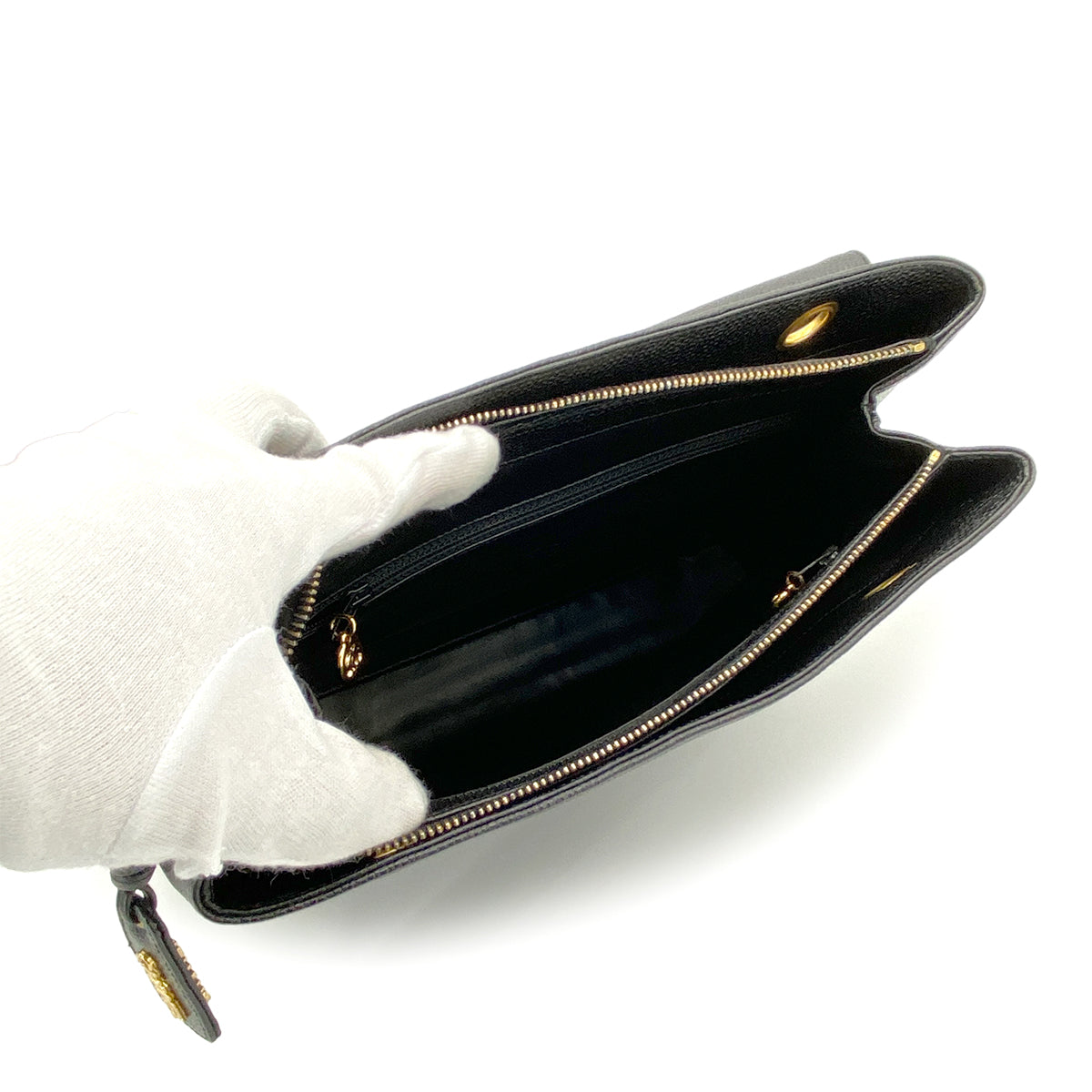 CHANEL VINTAGE CHAIN TOTE BAG BLACK CAVIAR SKIN 90256932