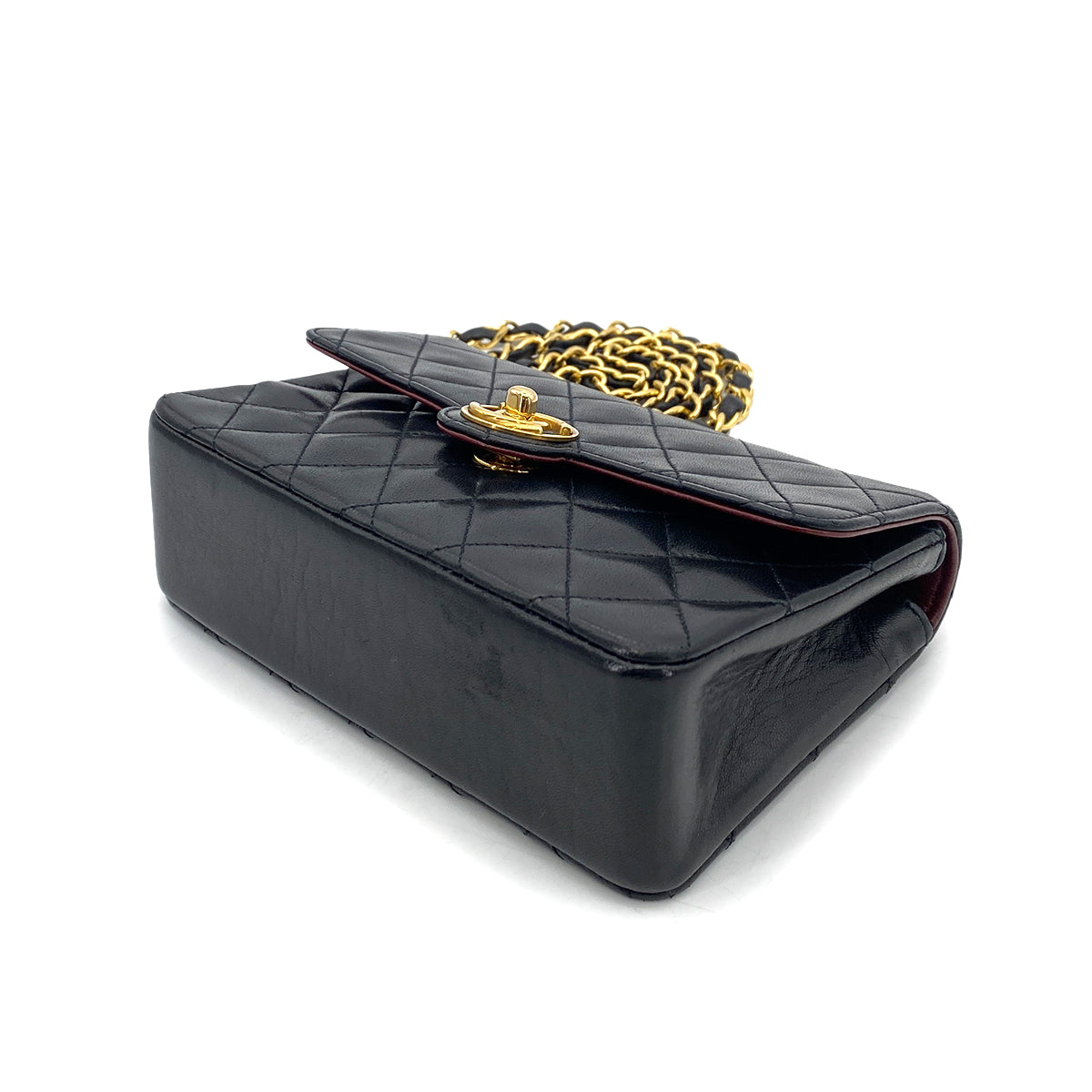 CHANEL VINTAGE MINI FLAP CHAIN SHOULDER BAG BLACK LAMB SKIN 90256934