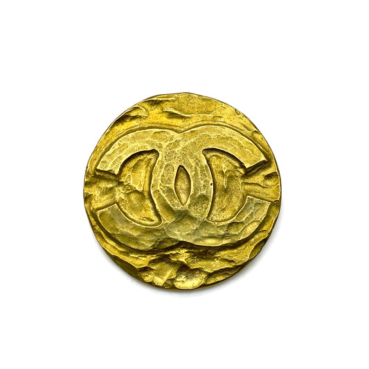 CHANEL VINTAGE COCOMARK BROOCH GOLD ROUND ACCESSORY 95P 90256937