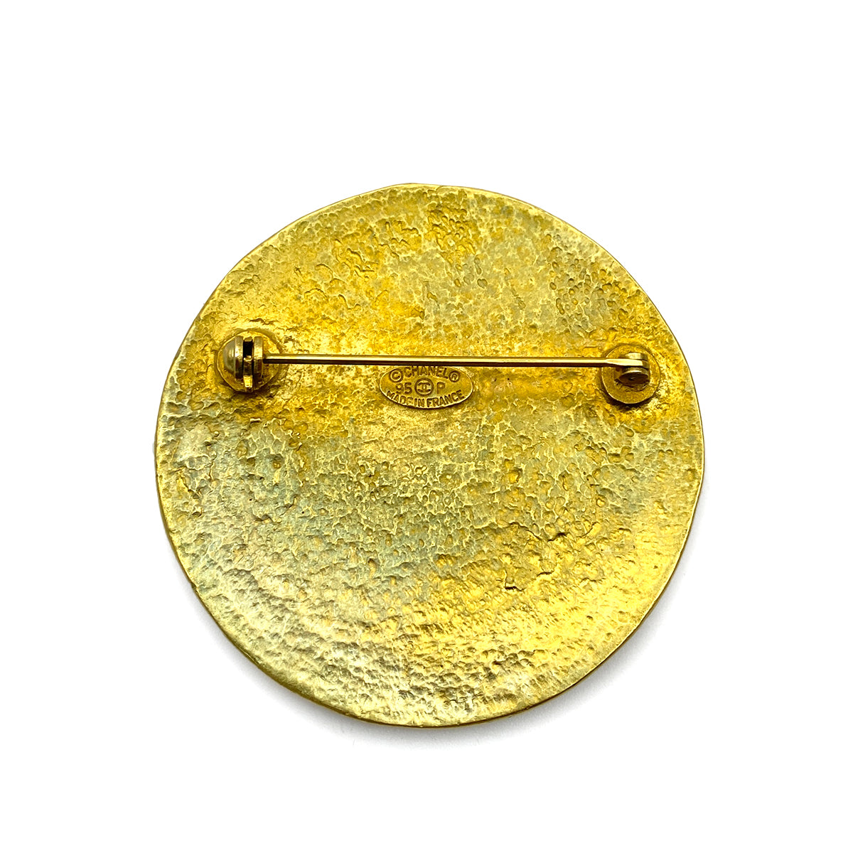 CHANEL VINTAGE COCOMARK BROOCH GOLD ROUND ACCESSORY 95P 90256937