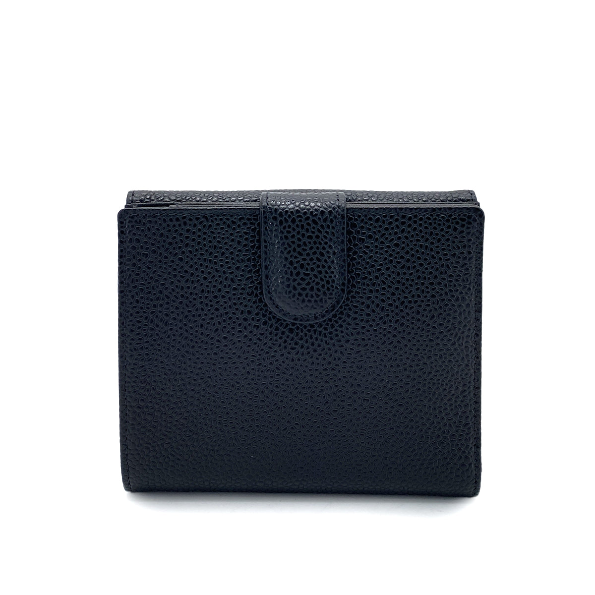 CHANEL VINTAGE BIFOLD COMPACT WALLET BLACK CAVIAR SKIN 90256945