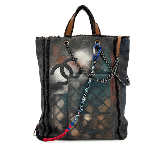 CHANEL GRAFFITI BRICOLAGE TOTE SHOULDER BAG CANVAS A92317 90257290