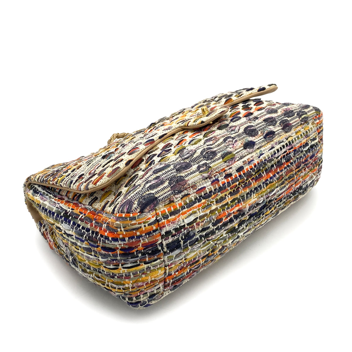 CHANEL DOUBLE CHAIN SHOULDER BAG MULTI COLOR TWEED 90257304