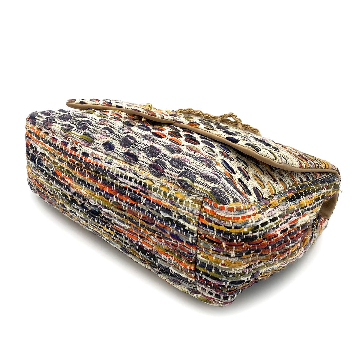 CHANEL DOUBLE CHAIN SHOULDER BAG MULTI COLOR TWEED 90257304