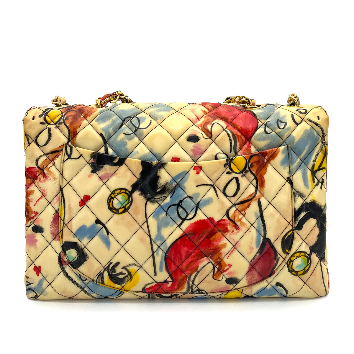 CHANEL VINTAGE MAXI MATELASSE 34 CHAIN SHOULDER BAG MULTICOLOR PVC HAWAI LIMITED 90257305