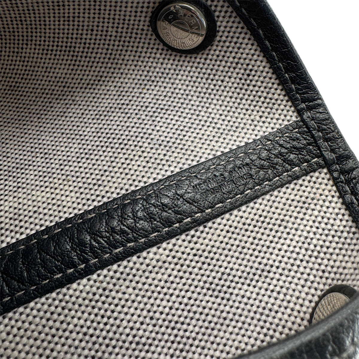 HERMES GARDEN PARTY PM BLACK TOILE H BUFFLE SKIPPER TOTE BAG □F 90257435