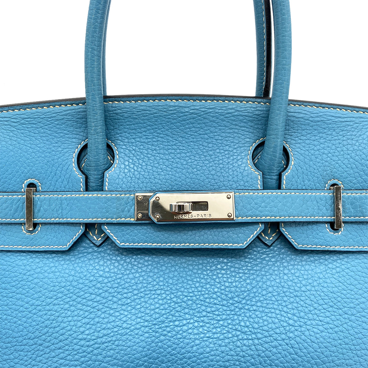 HERMES BIRKIN 30 BLUE JEAN TAURILLON CLEMENCE HAND BAG □I SHW 90257437