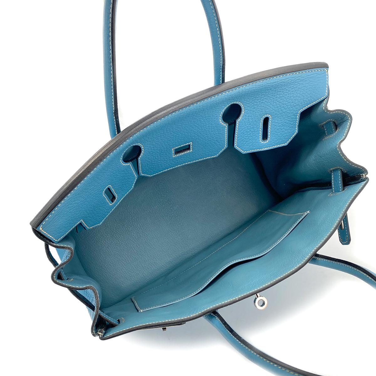 HERMES BIRKIN 30 BLUE JEAN TAURILLON CLEMENCE HAND BAG □I SHW 90257437