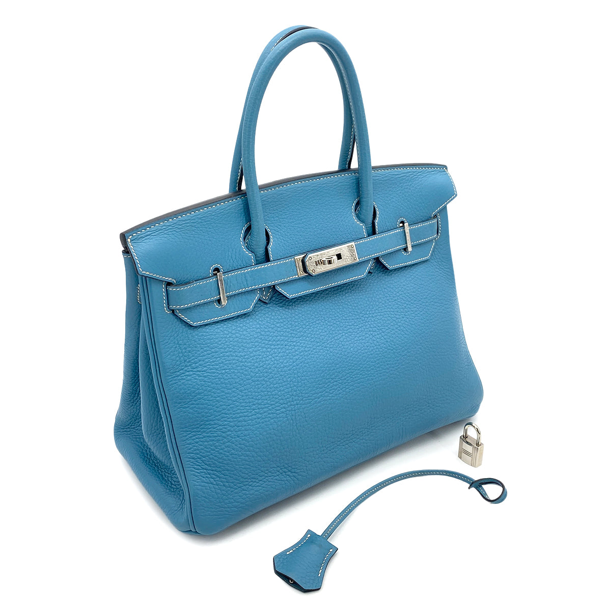 HERMES BIRKIN 30 BLUE JEAN TAURILLON CLEMENCE HAND BAG □I SHW 90257437