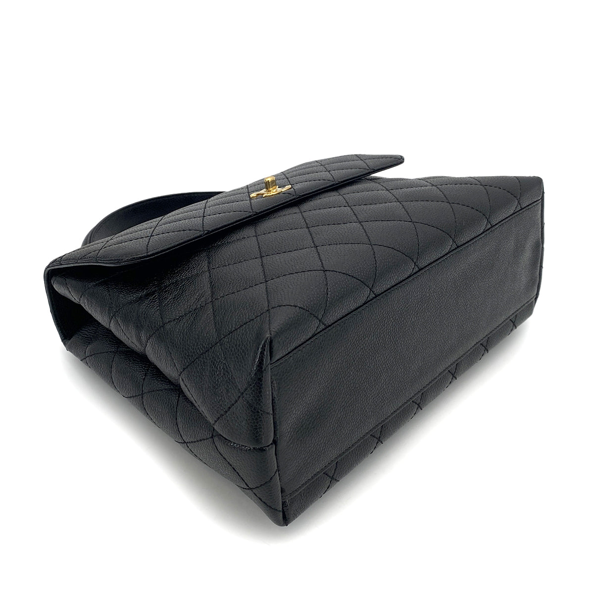 CHANEL VINTAGE MATELASSE HAND BAG BLACK CAVIAR SKIN 90257445