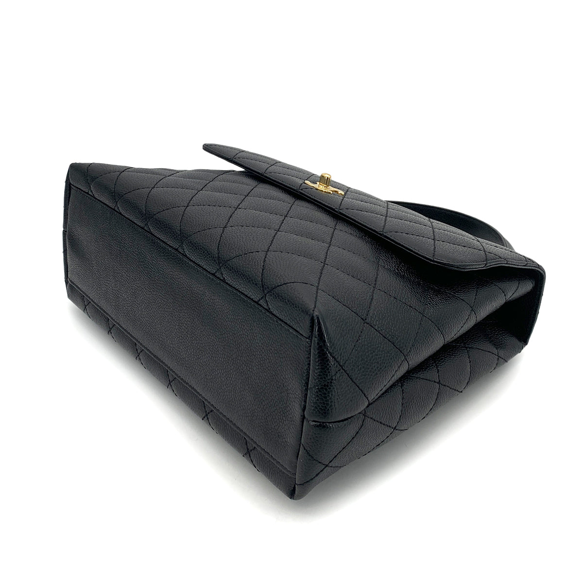 CHANEL VINTAGE MATELASSE HAND BAG BLACK CAVIAR SKIN 90257445