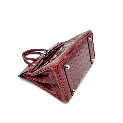 HERMES BIRKIN 25 ROUGE H CROCODILE NILOTICUS HAND BAG □L SHW 90257459 - PURPOSE