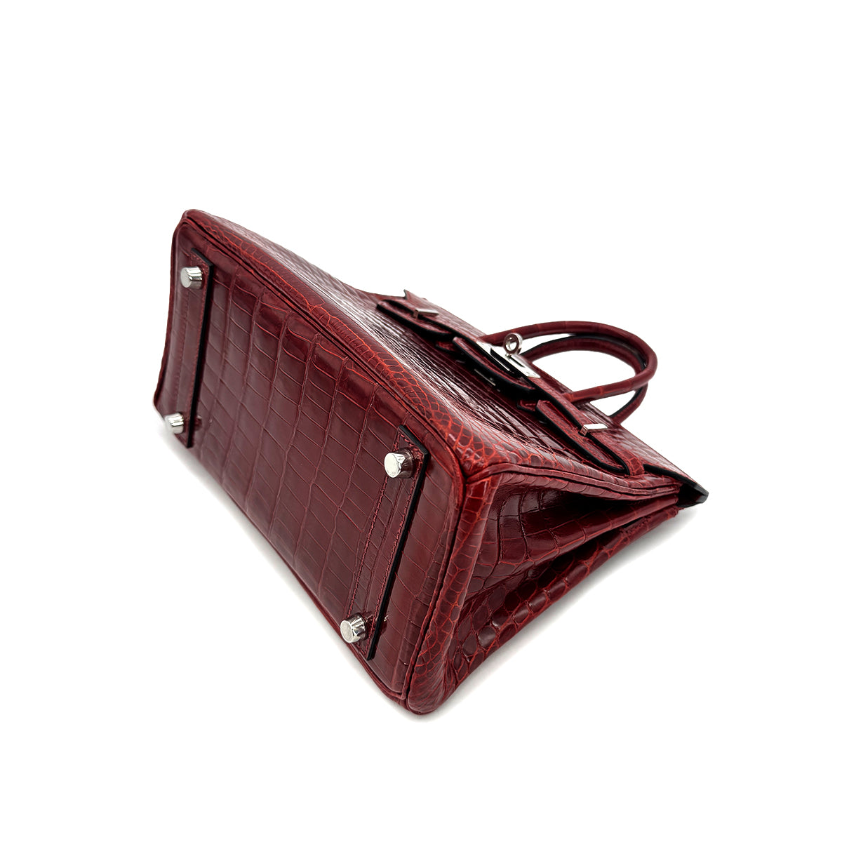 HERMES BIRKIN 25 ROUGE H CROCODILE NILOTICUS HAND BAG □L SHW 90257459