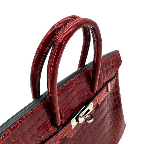 HERMES BIRKIN 25 ROUGE H CROCODILE NILOTICUS HAND BAG □L SHW 90257459 - PURPOSE