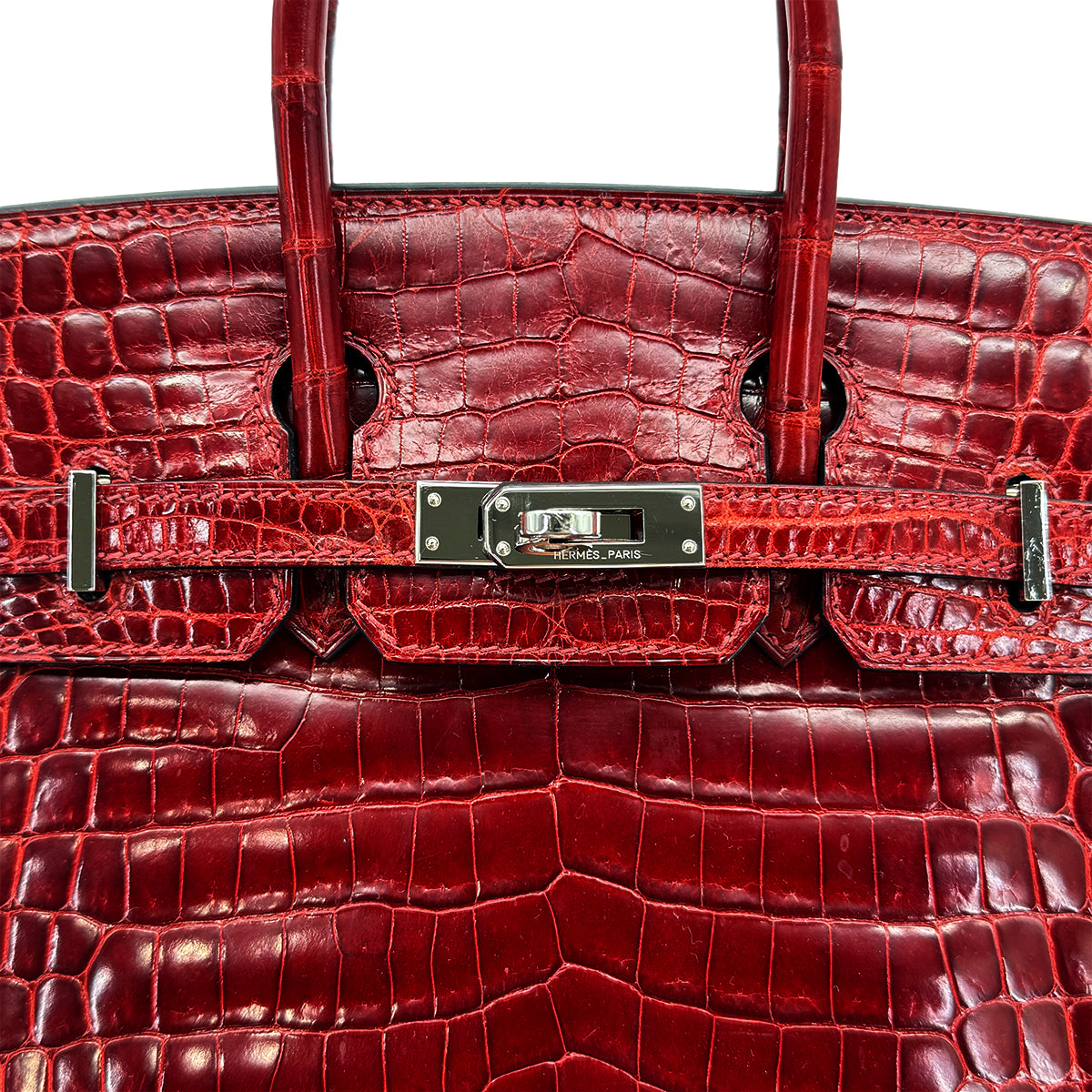 HERMES BIRKIN 25 ROUGE H CROCODILE NILOTICUS HAND BAG □L SHW 90257459