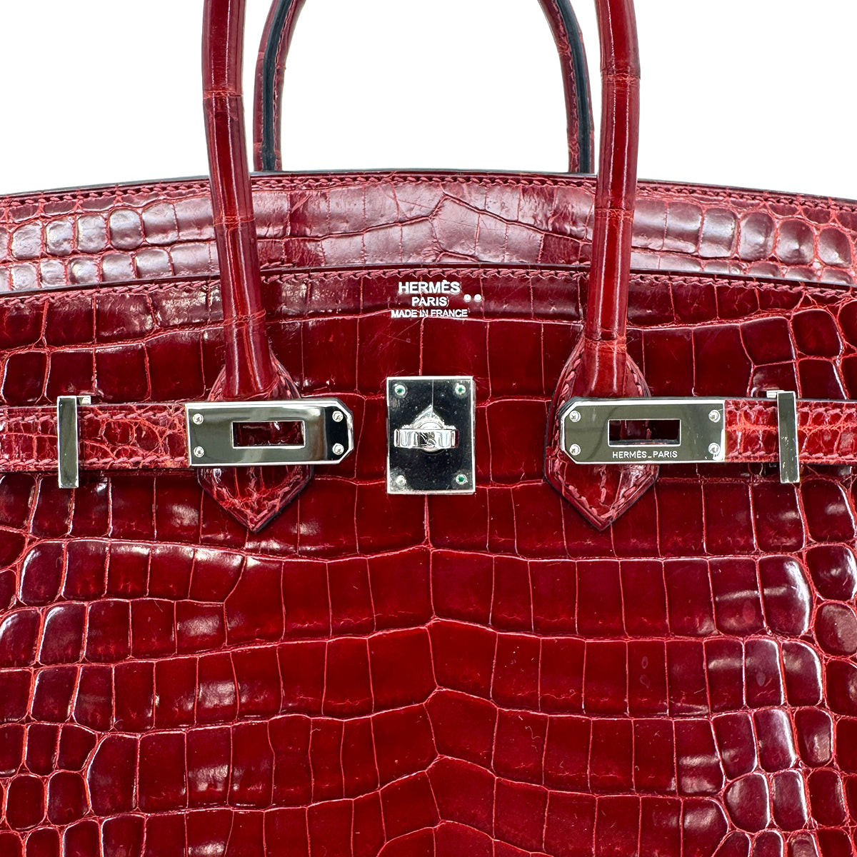 HERMES BIRKIN 25 ROUGE H CROCODILE NILOTICUS HAND BAG □L SHW 90257459