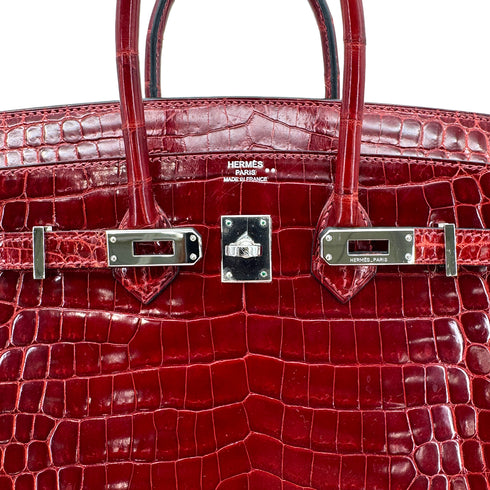 HERMES BIRKIN 25 ROUGE H CROCODILE NILOTICUS HAND BAG □L SHW 90257459 - PURPOSE