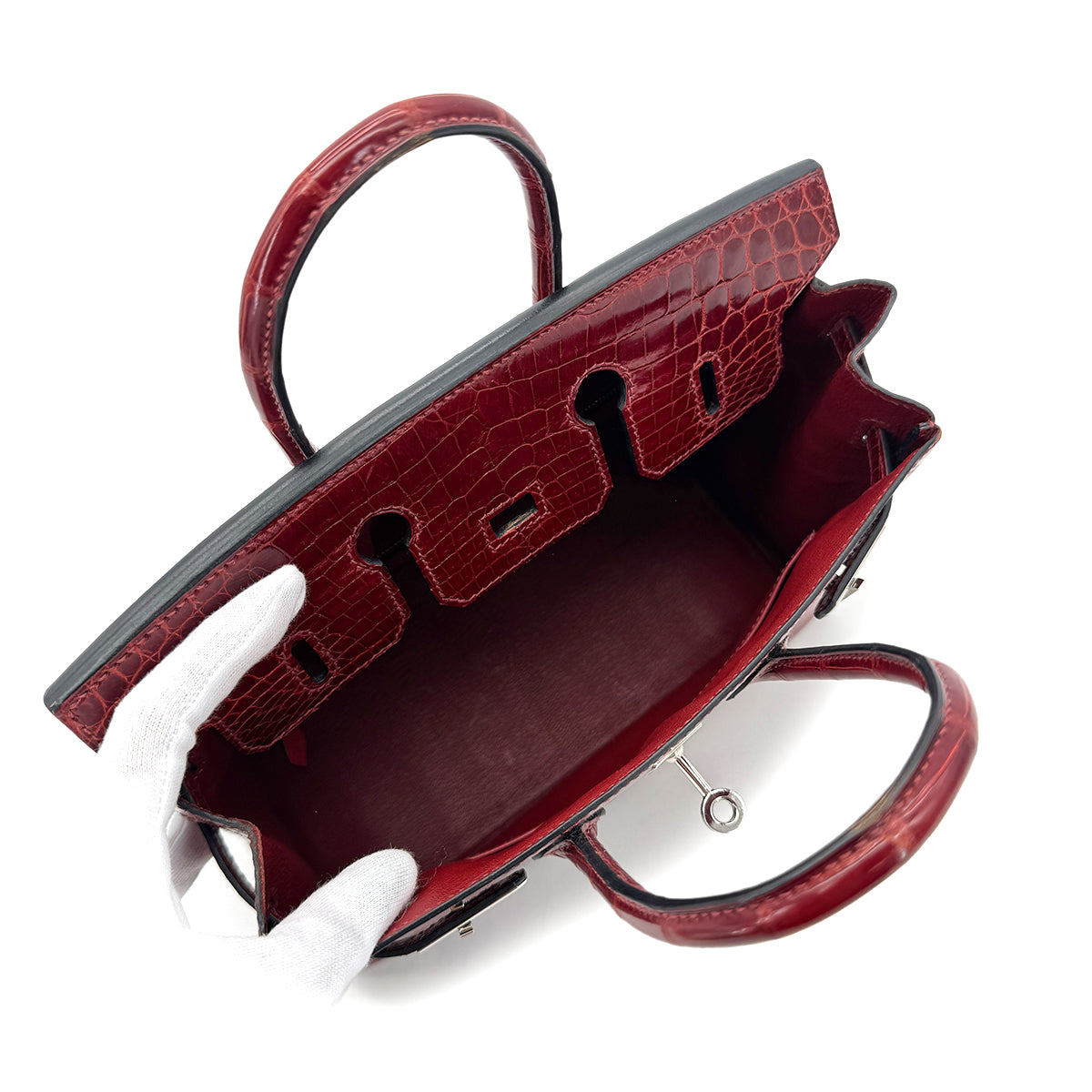 HERMES BIRKIN 25 ROUGE H CROCODILE NILOTICUS HAND BAG □L SHW 90257459