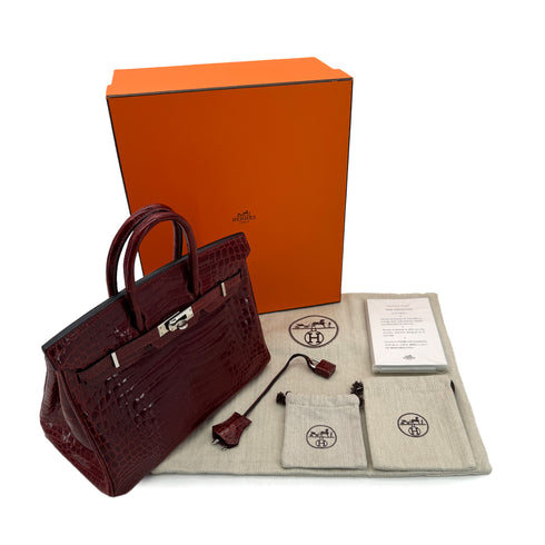 HERMES BIRKIN 25 ROUGE H CROCODILE NILOTICUS HAND BAG □L SHW 90257459 - PURPOSE
