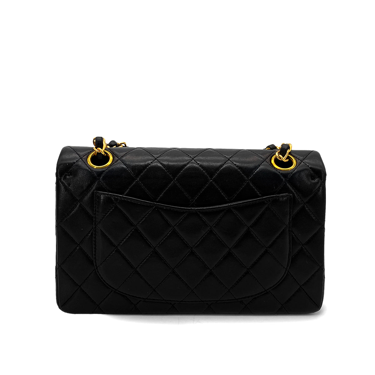 CHANEL VINTAGE CLASSIC FLAP SMALL CHAIN SHOULDER BAG BLACK LAMB SKIN 90257592