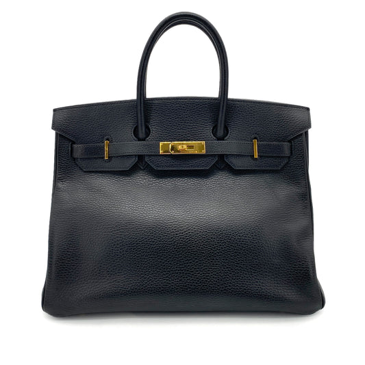 HERMES BIRKIN 35 BLACK ARDENNES HAND BAG □F GHW 90257598