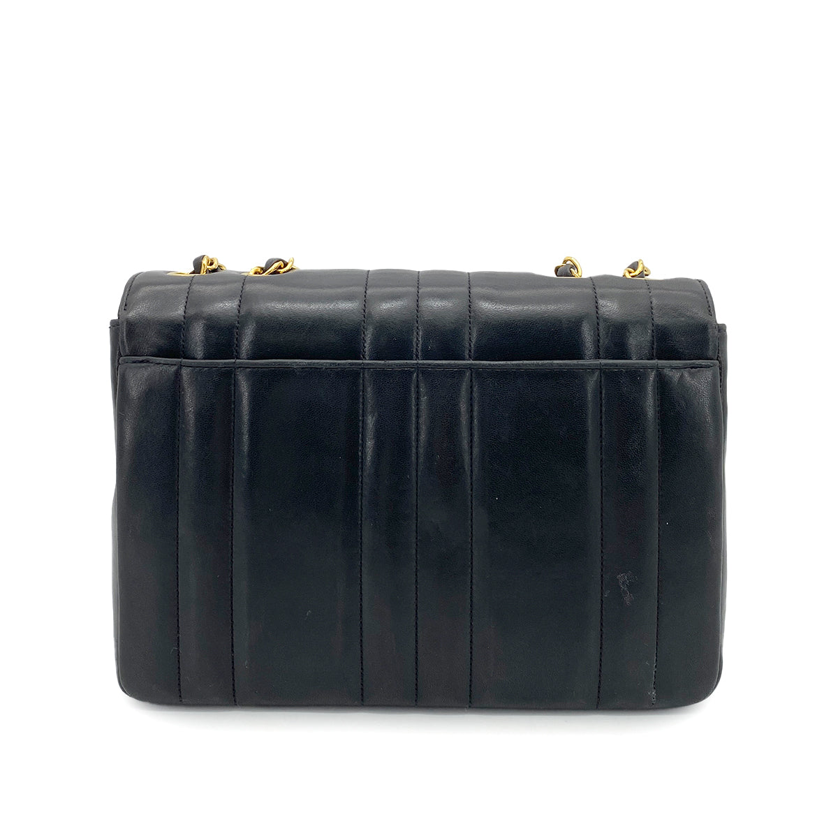 CHANEL VINTAGE MADEMOISELLE CHAIN SHOULDER BAG BLACK LAMB SKIN 90258050