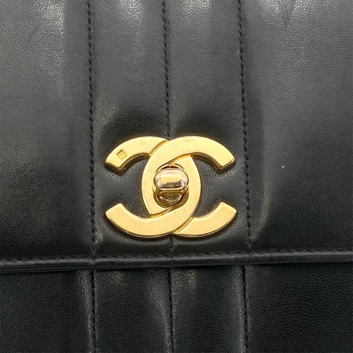CHANEL VINTAGE MADEMOISELLE CHAIN SHOULDER BAG BLACK LAMB SKIN 90258050