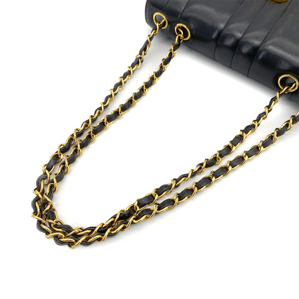 CHANEL VINTAGE MADEMOISELLE CHAIN SHOULDER BAG BLACK LAMB SKIN 90258050