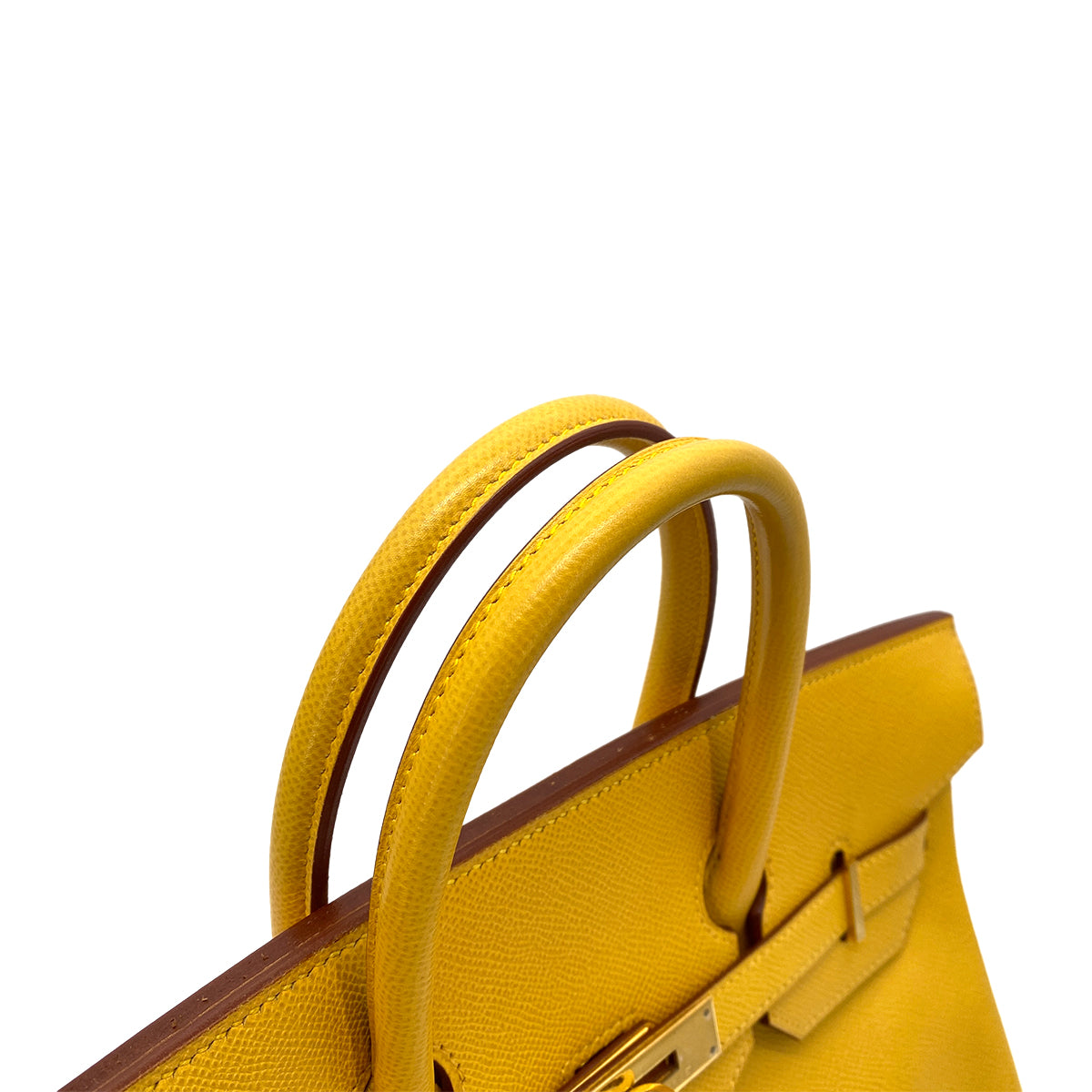 HERMES HAUT A COURROIES 32 JAUNE COUCHEVEL HAND BAG □A 90258052