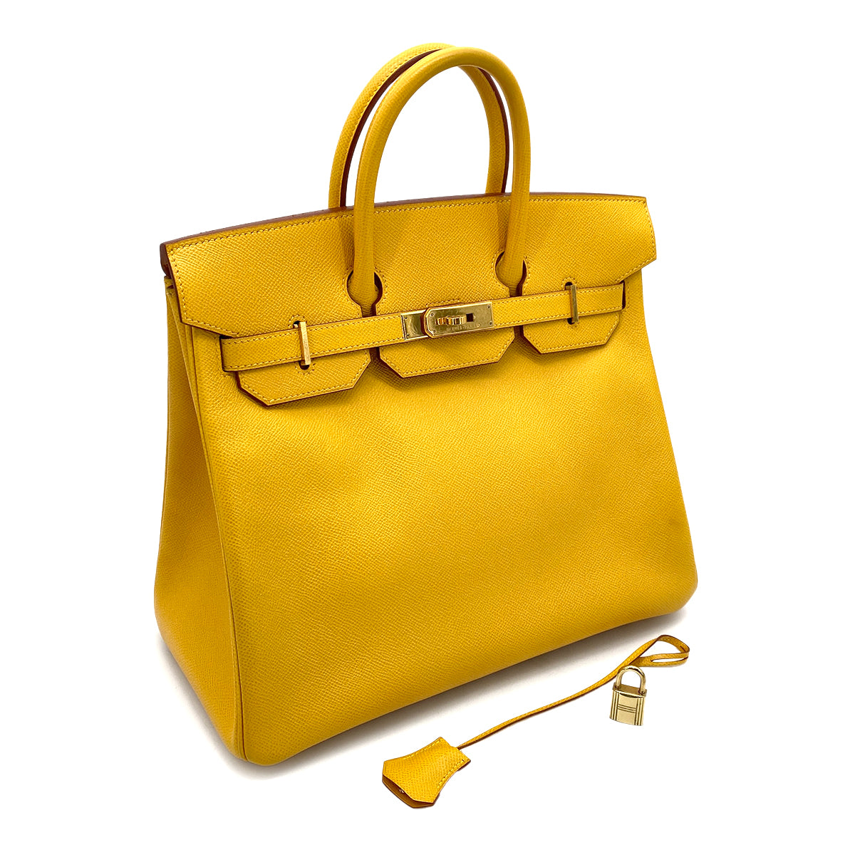 HERMES HAUT A COURROIES 32 JAUNE COUCHEVEL HAND BAG □A 90258052