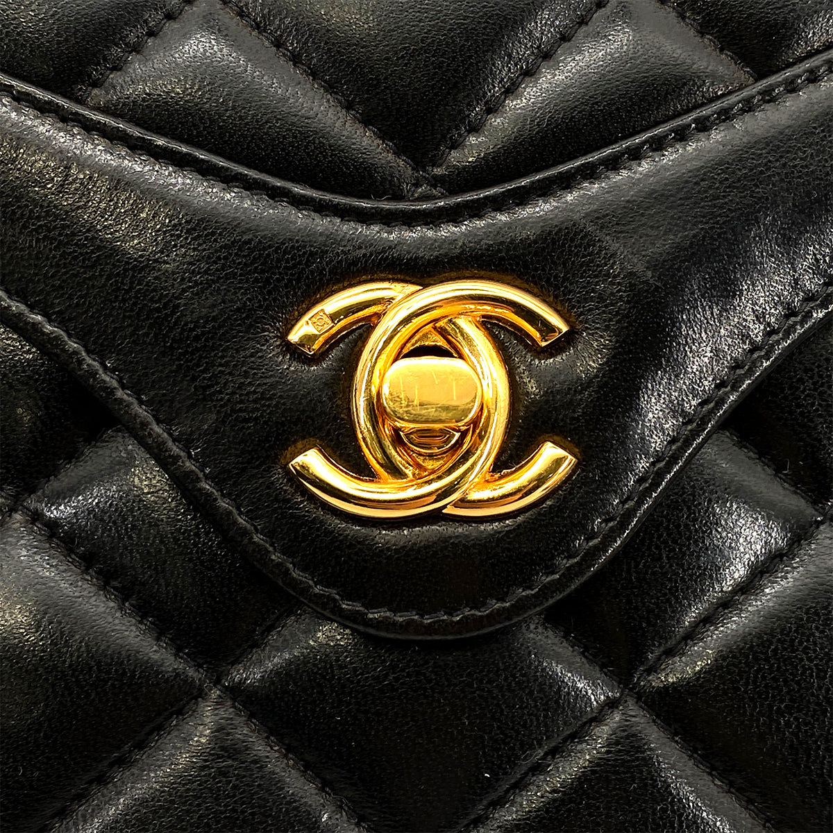 CHANEL MATELASSE CHAIN SHOULDER BAG BLACK LAMB SKIN 90258055