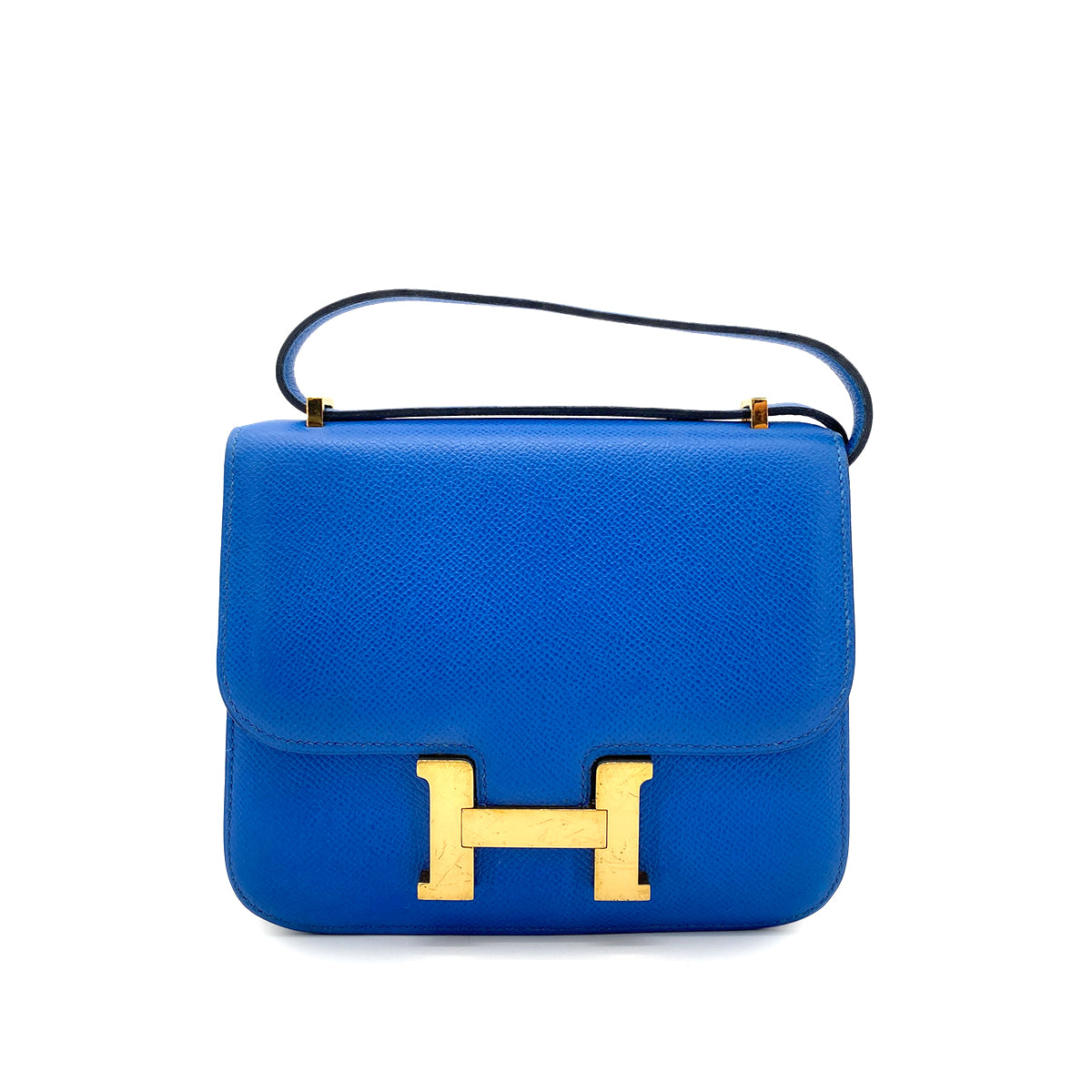HERMES CONSTANCE MINI 18 BLUE COUCHVEL SHOULDER BAG 〇X 90258059