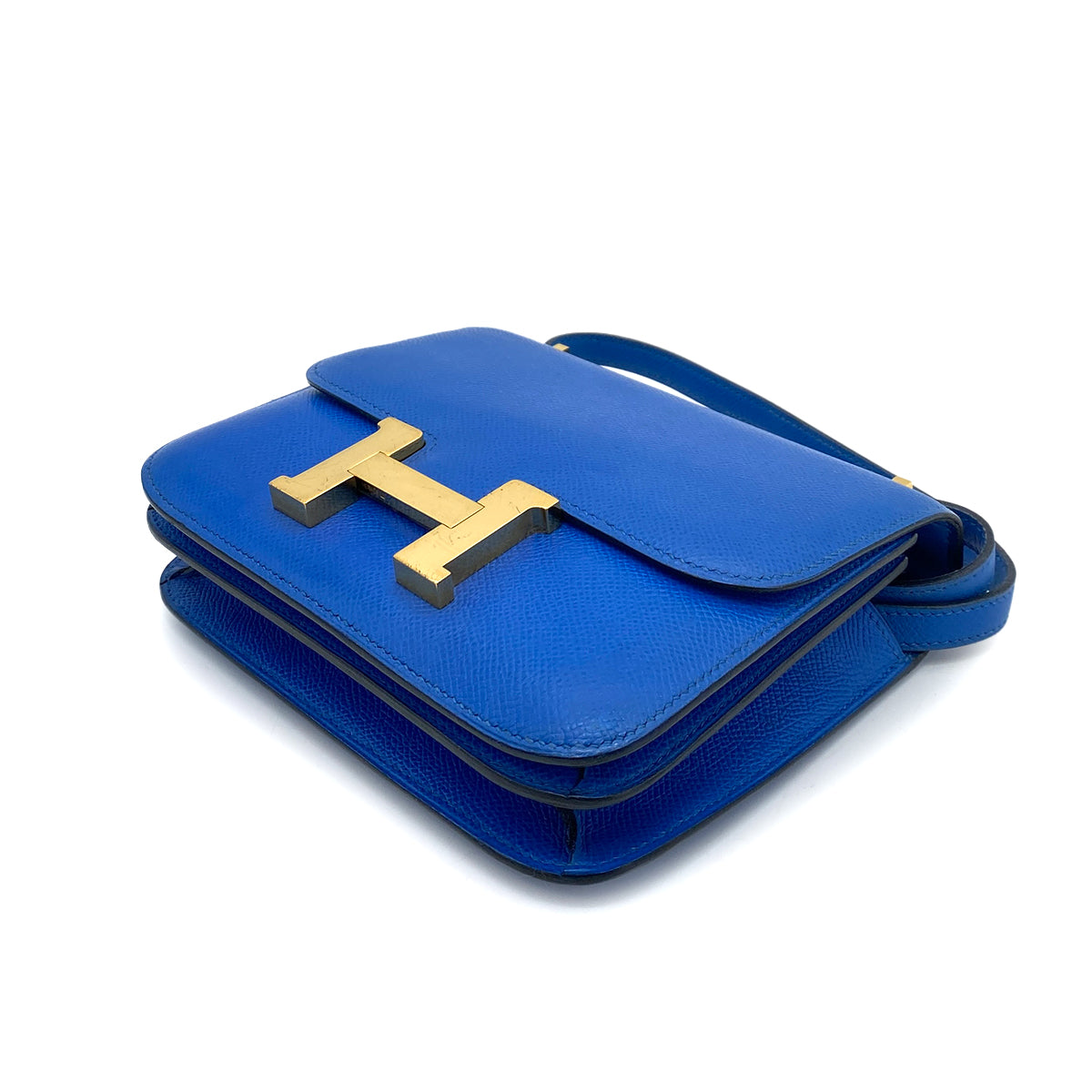 HERMES CONSTANCE MINI 18 BLUE COUCHVEL SHOULDER BAG 〇X 90258059