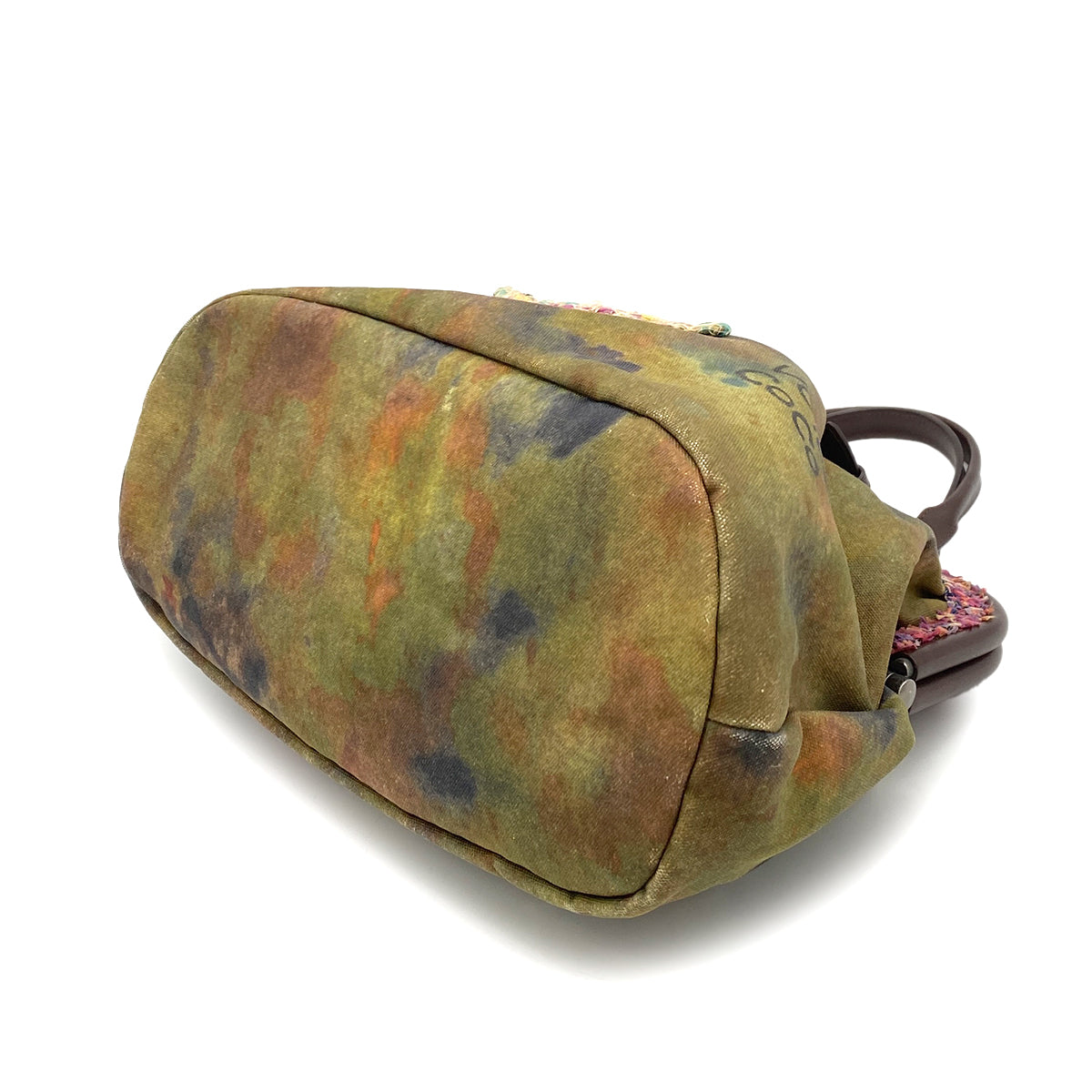 CHANEL EMBROIDARY BOWLING HAND BAG MULTICOLOR CANVAS LEATHER 90258066